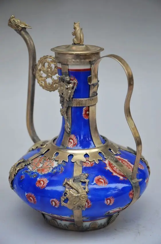 Rare Old Decorated Porcelain Armoured &amp flower Teapot Monkeys Lid | Дом и сад
