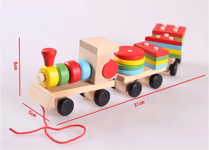 Игрушки для малышей, детский прицеп, деревянный поезд, транспортное средство, геометрические/Цветные Блоки, обучающие игрушки для детей, подарок на день рождения/Рождество, W3006