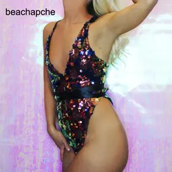 Женские летние цветные блестки купальник Комбинезон пляжный боди цельная пляжная одежда женские летние модные сексуальное обтягивающее