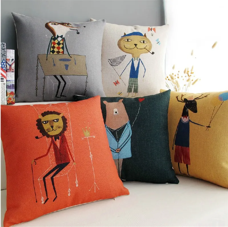 Lion  Cubs  Fawn  Fox  Kitty  Animal Paradise cotton cushion cover Linen pillow cover pillow cushion home Decor sofa cushions