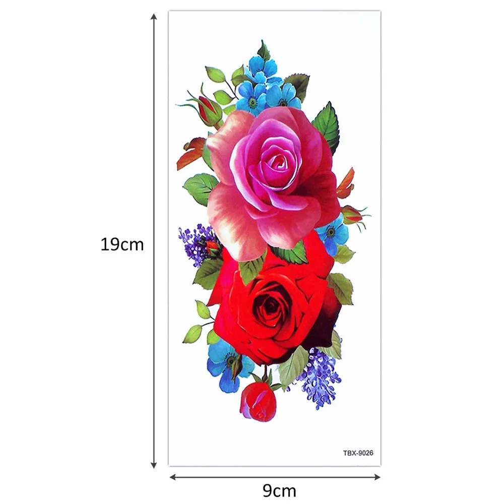 145 Glaryyears 3 Pièceslot Jolie Fleur En Fleurs De Couleur Dessin Corps Tatouage Temporaire Bleu Enchantress Jambe Bras Art Tatouage