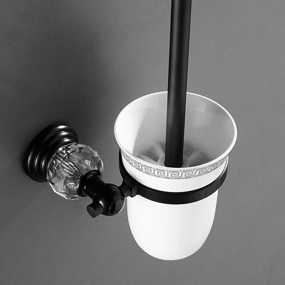 Black punch free space aluminum toilet brush set toilet toilet brush