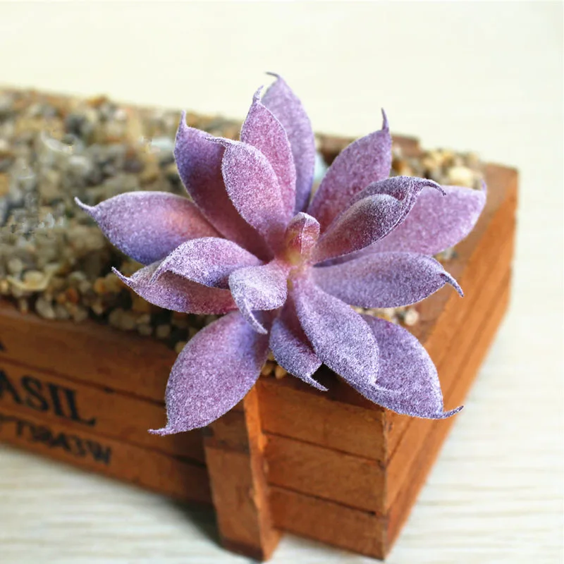 Charming Accessories Flocking DIY Mini Plant Plastic 1pc New Bridal Bouquet Fashion Purple Succulents Flower wall Floral - Цвет: 35