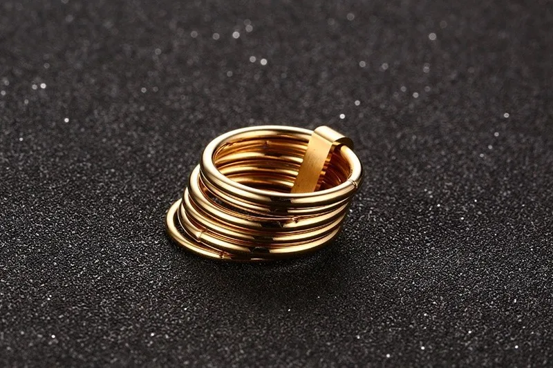 Женское кольцо в клетку, золотое, 6 Плоских полос, переплетенное, наборное, широкое, эффектное, коктейльное кольцо, размер США 6-9