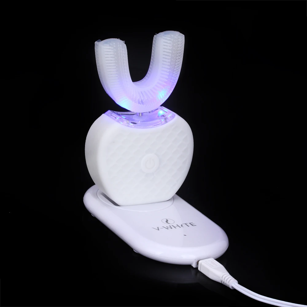 V-white 360 интеллектуальная автоматическая звуковая зубная щетка u-типа USB перезаряжаемая зубная щетка с силиконовой головкой зубная паста