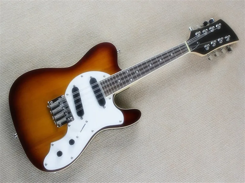 

Factory custom tobacco sunburst body double 8 strings electric guitar with 2 pickups,chrome hardware,can be customized