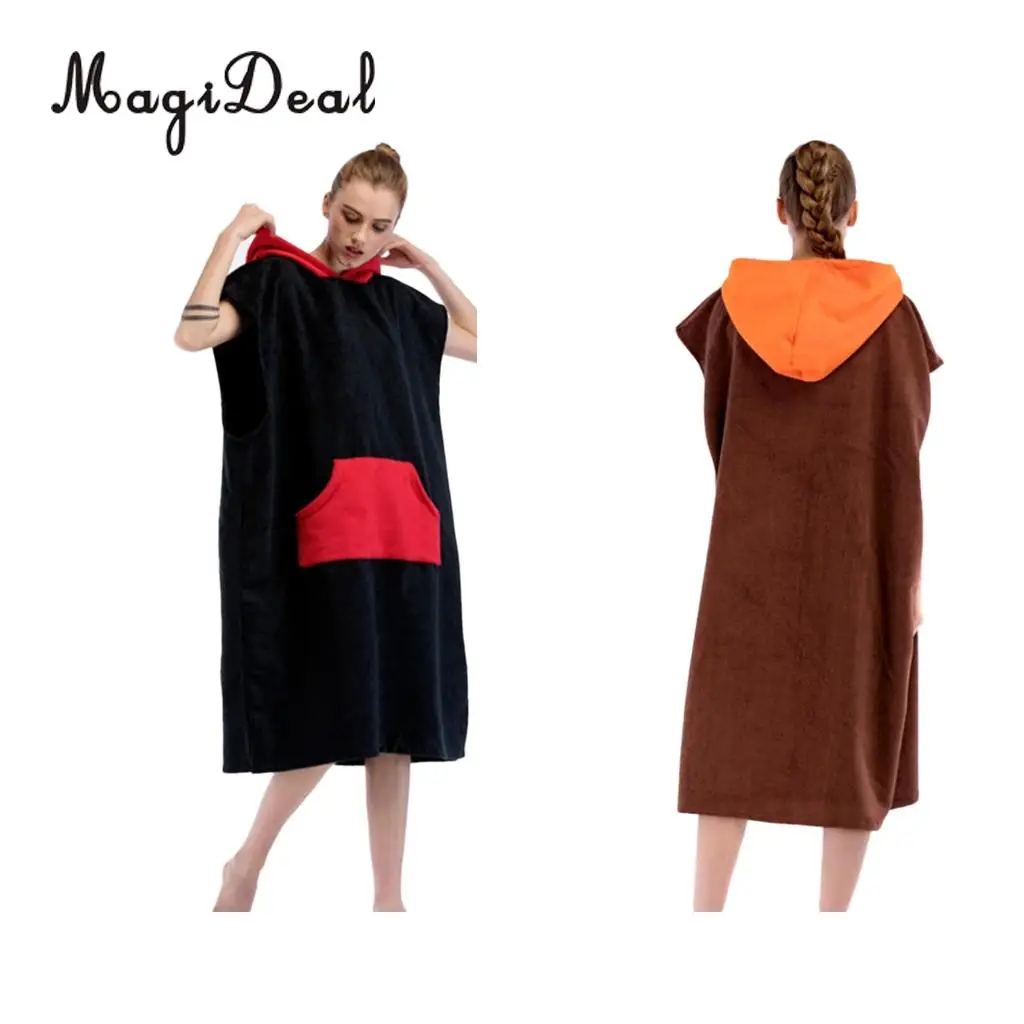 MagiDeal Newest Perfeclan Water Sports Surfing Equipment Unisex Surf Beach Hood Poncho Towel Wetsuit Changing Robe & Pocket 