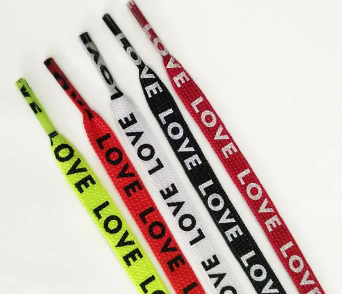 

Fashion Double Sides Love Letter Print Shoelace Polyester Flat Shoe Laces 90cm/100cm/120cm Sport Shoelaces For Sneakers