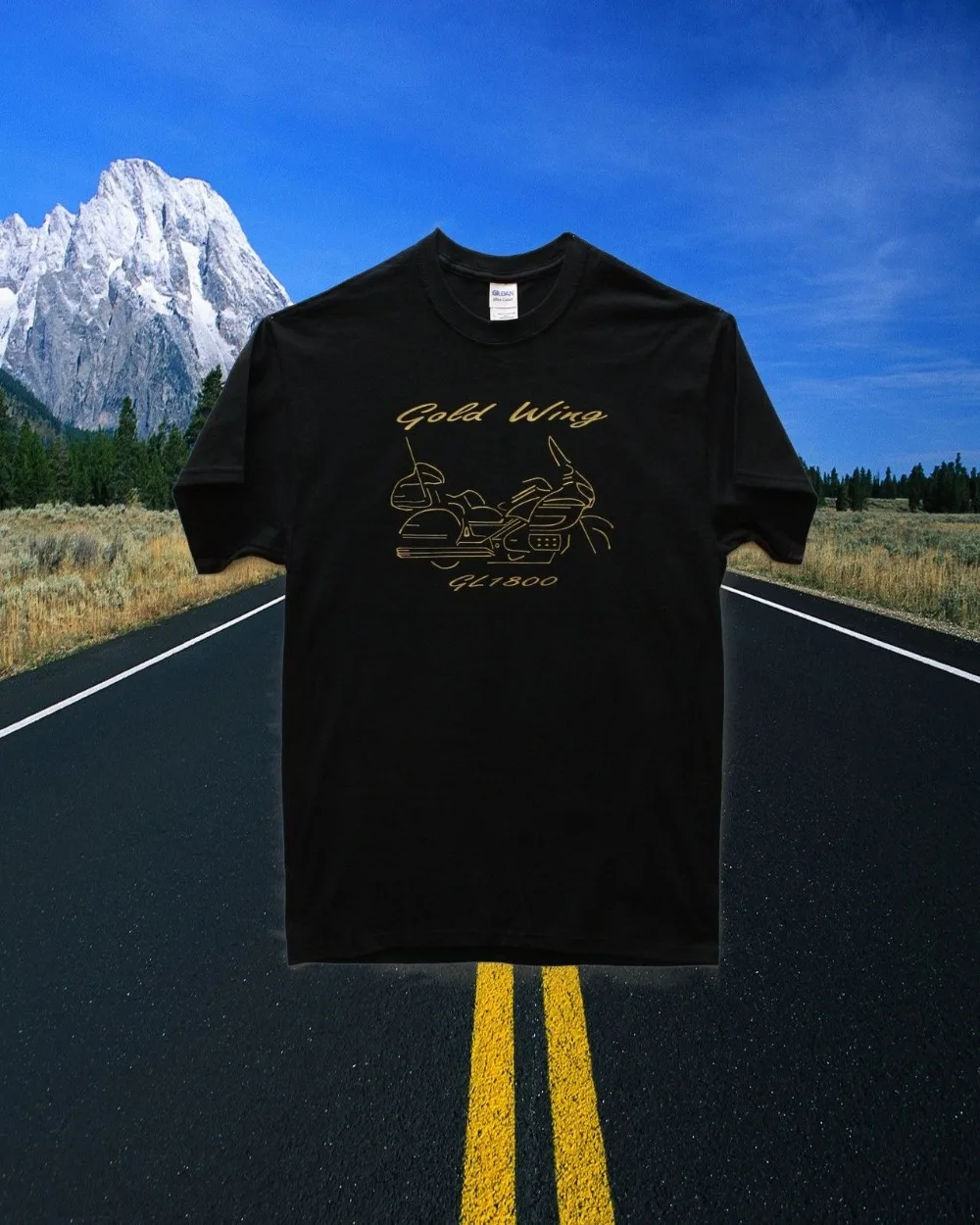 

2019 Fashion Short Sleeve Black T-Shirt 100% Cotton Japan Motorcycle Goldwing 1800 Tee Shirt Graphic Design Short Sleeve T-Shirt