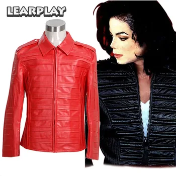 

Michael Jacket Man in the Mirror PU Leather Red Jackets Cosplay Costume Halloween Coat Man Winter Outwear