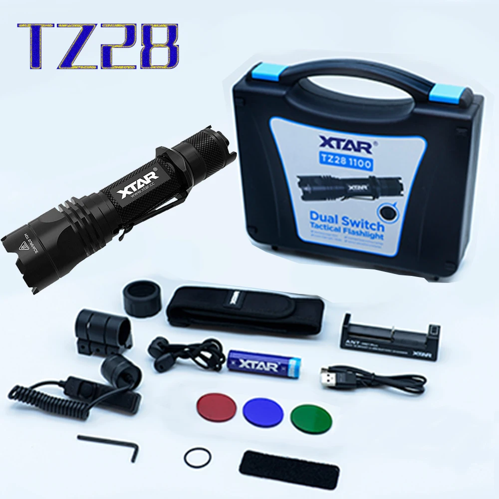 

XTAR TZ28 Dual Tail Switch 1100LM CREE XP-L-HI/V2 LED 4 Mode Tactical Led Flashlight full set