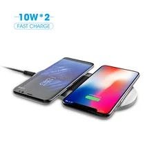 Fast Charger QI Certified 20W 9V Wireless Charger Pad Aluminum Dual Wireless Charging Pad Slim Light Wireless Station for iPhone
