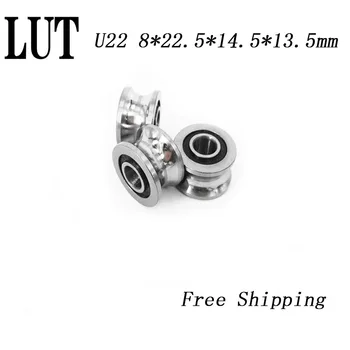 

High quality 2pcs U22 8*22.5*14.5*13.5mm U Groove Ball Bearing Guide Track Roller Bearings wheel ball bearing U-22