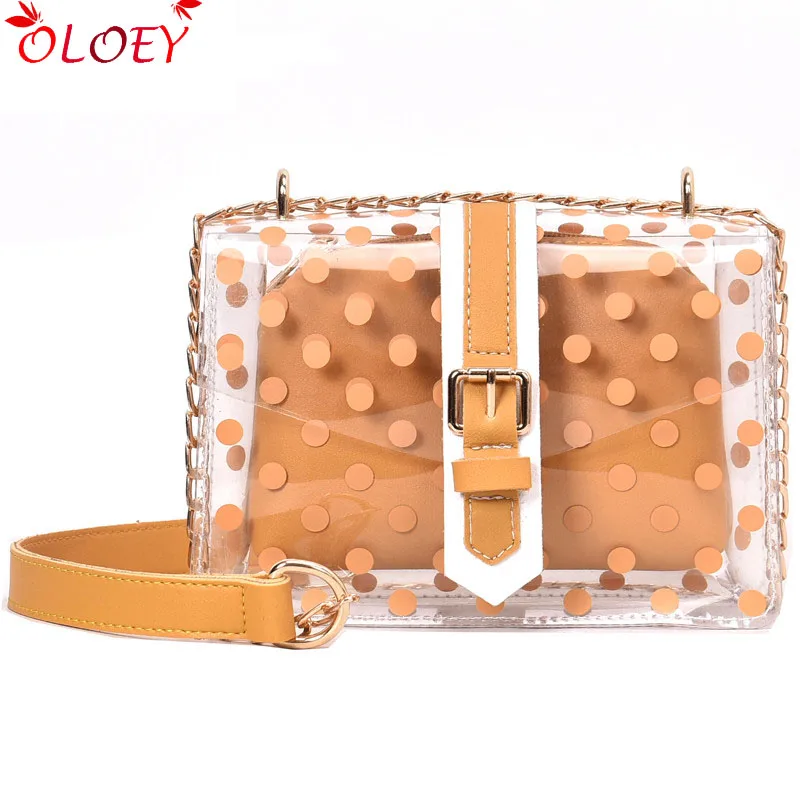 

2019 Fashion New Transparent Jelly Square bag High Quality PVC Women's Designer Handbag Cute Girl Chain Shoulder Messenger bag