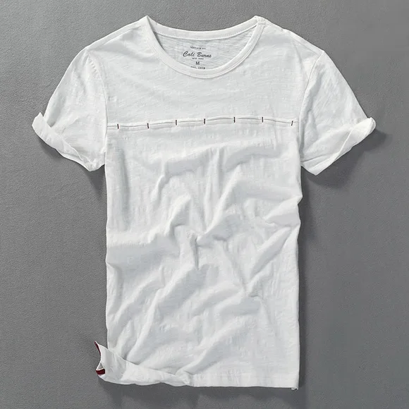 Летняя Новинка, Мужская футболка с коротким рукавом, круглый воротник, тонкая бамбуковая хлопковая Однотонная футболка, мужская повседневная футболка, мужская рубашка - Цвет: white