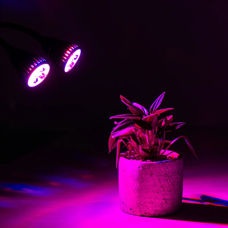 

LED Plant Grow Light Double 360 Degree Flexible Bulbs Full Spectrum Lamp 85-265V 10W Clip for Indoor Desktop Plant Grow US Plug