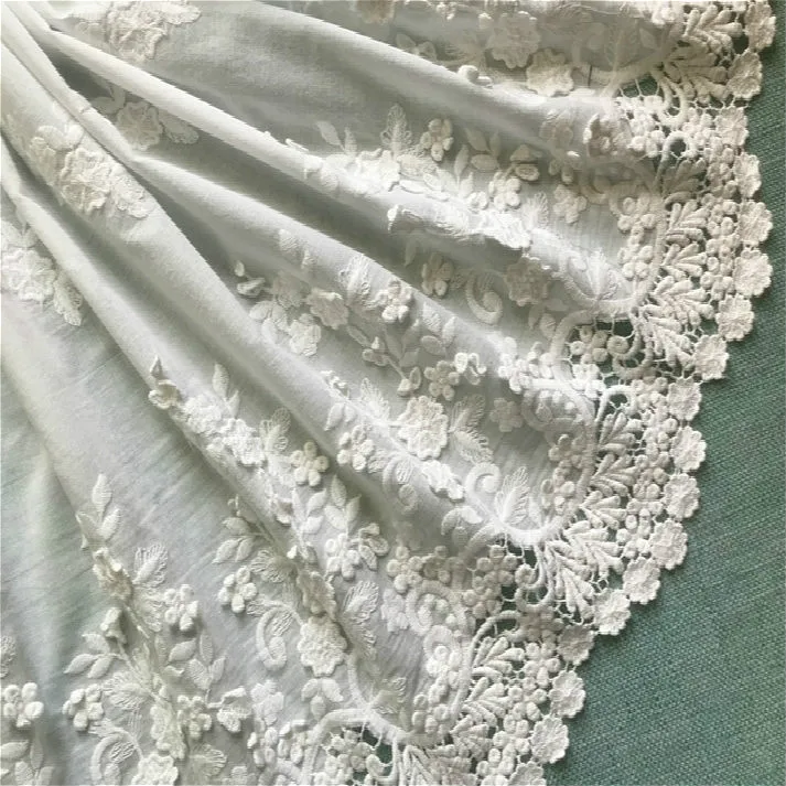 

Free Shipping Black Off-white Beige 3D Openwork Lace Fabric Accessories Cotton Embroidery Sewing Crafts Skirt 130cm 1yard