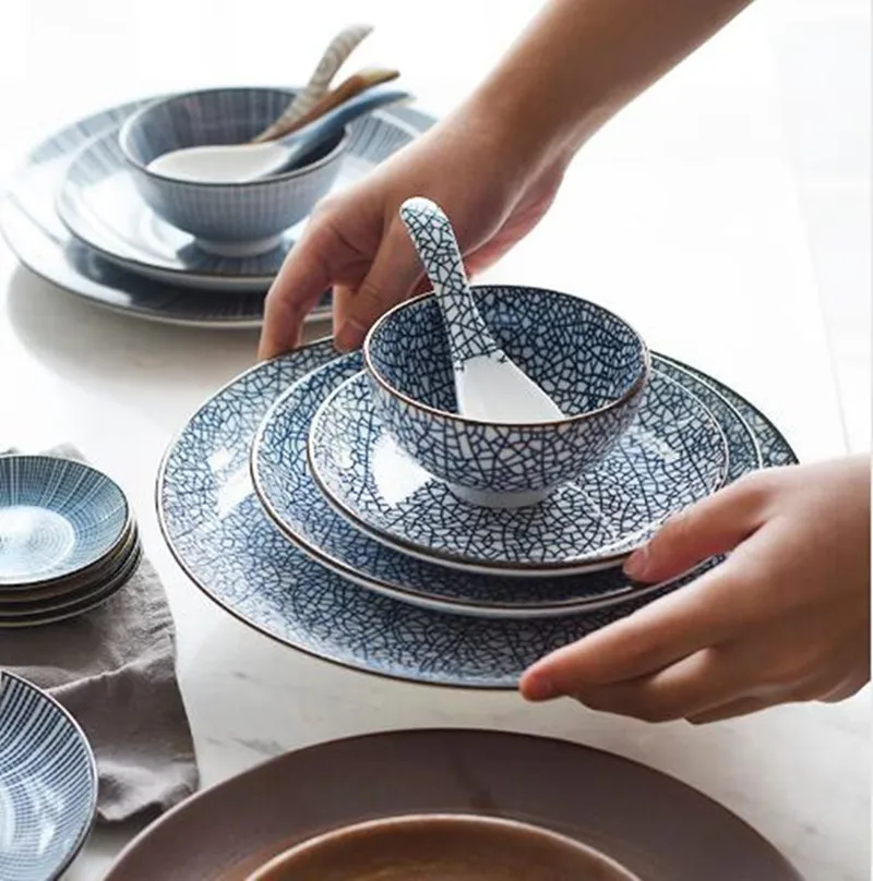 KINGLANG Japanese Style Ceramic Plate Sauce Dish Fruit Dessert Plate Classical Sushi Rice Bowl T