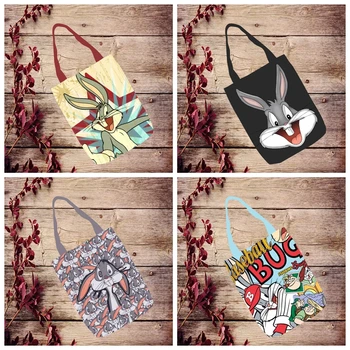 

IVYYE 1PCS Smile Rabbit Fashion Anime Canvas Shoulder Bags Casual Shopping Bag Cartoon Tote Handbag Travel Lady Girls New