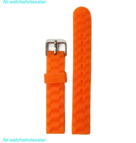 16mm Halloween Orange Silicone Jelly Rubber Ladies Watch Band Straps WB1060H16JB