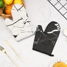 1 шт., креативные хлопковые перчатки в скандинавском стиле с мраморными полосками, кухонные перчатки для приготовления пищи, микроволновые перчатки для выпечки, прихватки для барбекю, прихватки для духовки