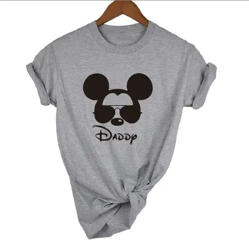 Дизайнерская футболка для папы, мамы и ребенка; одинаковые Семейные комплекты для женщин; футболки для папы и мамы; футболки с надписями - Цвет: gray t black DADDY