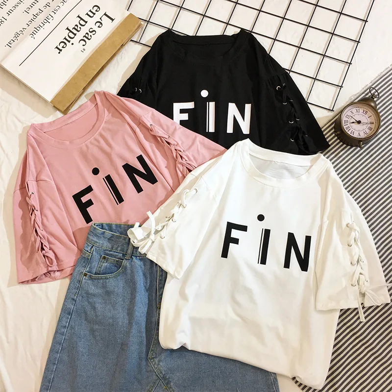 امرأة تي شيرت 2019 100% القطن فضفاض زائد حجم عارضة الصيف قمم المحملات الملابس