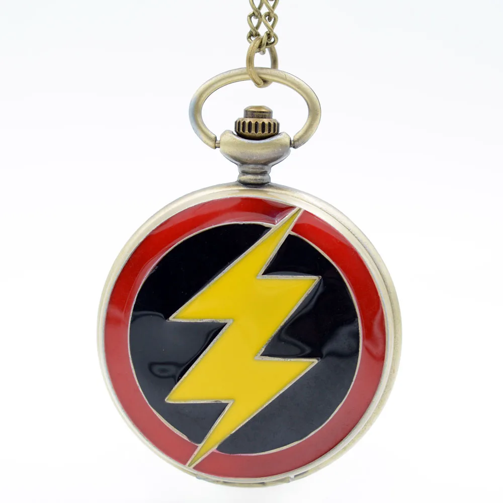 

New Arrival The Flash Color Flash Dial Movie Quartz Pocket Watch Analog Pendant Necklace Men Women Watches Chain Gift Reloj