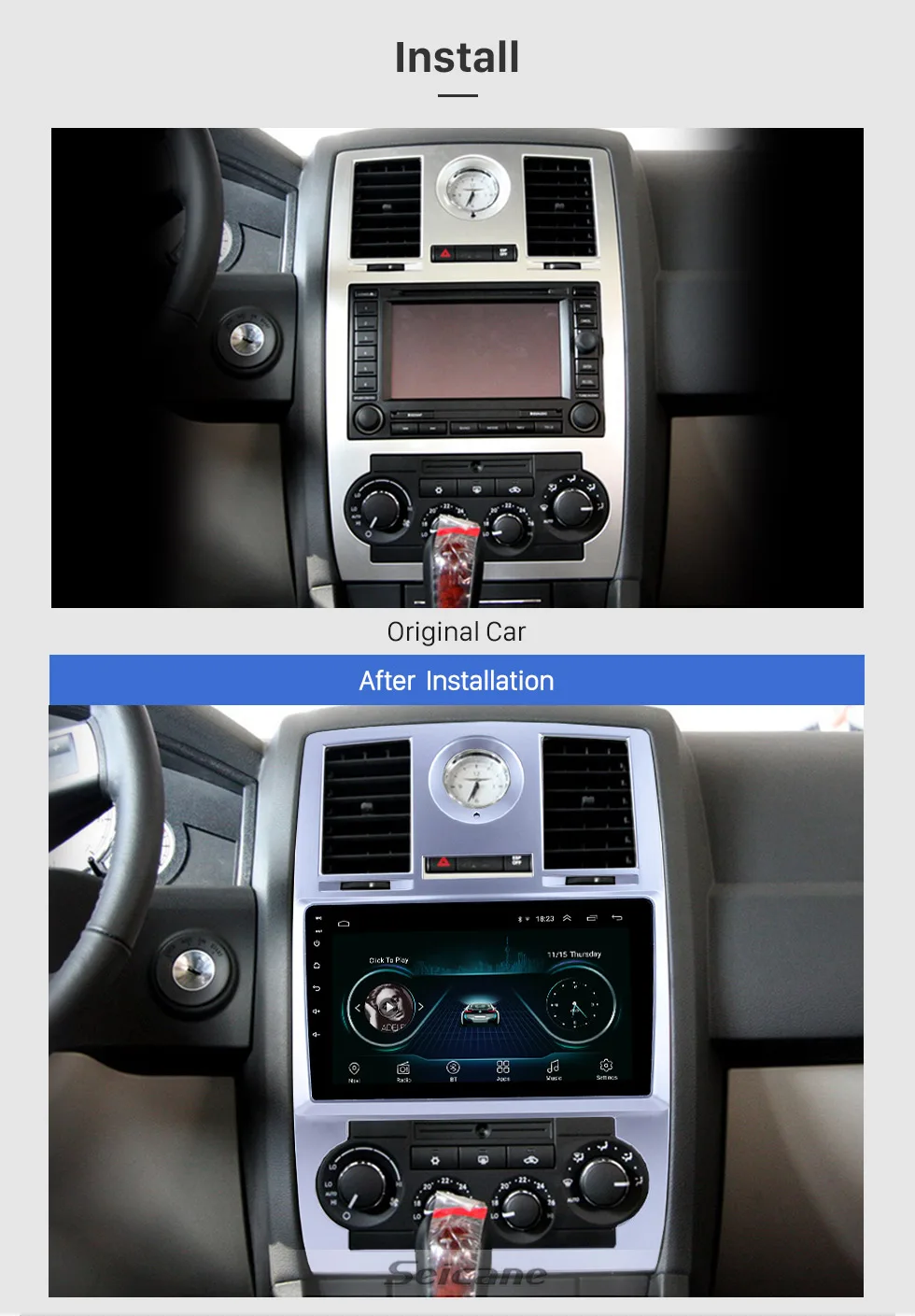 Top Seicane Android 8.1 2din Car GPS Head Unit Player For Chrysler Aspen 300C 2004 2005 2006 2007 2008 Quad-core Support OBD2 WiFi 9