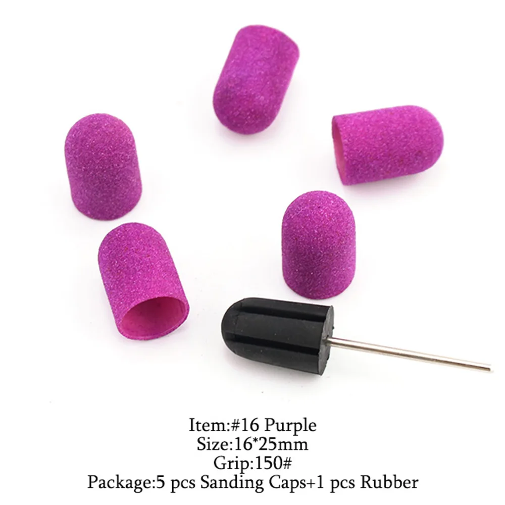 5 шт. фиолетовый пластиковый шлифовальный колпачок Электрический песочный блок с ручкой для педикюра, полировка, аксессуары для ухода за ногами, инструменты для кутикулы