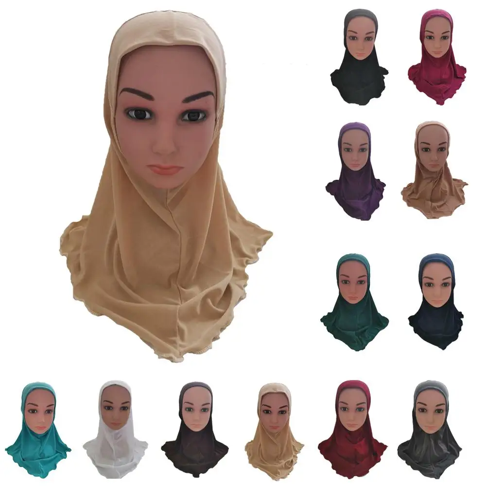 

Muslim Kids Child Hijab Amira Girls Scarf Headscarf Wrap Full Cover Islamic Prayer Hat Turban Head Wrap Arab Shawl Ramadan Hijab