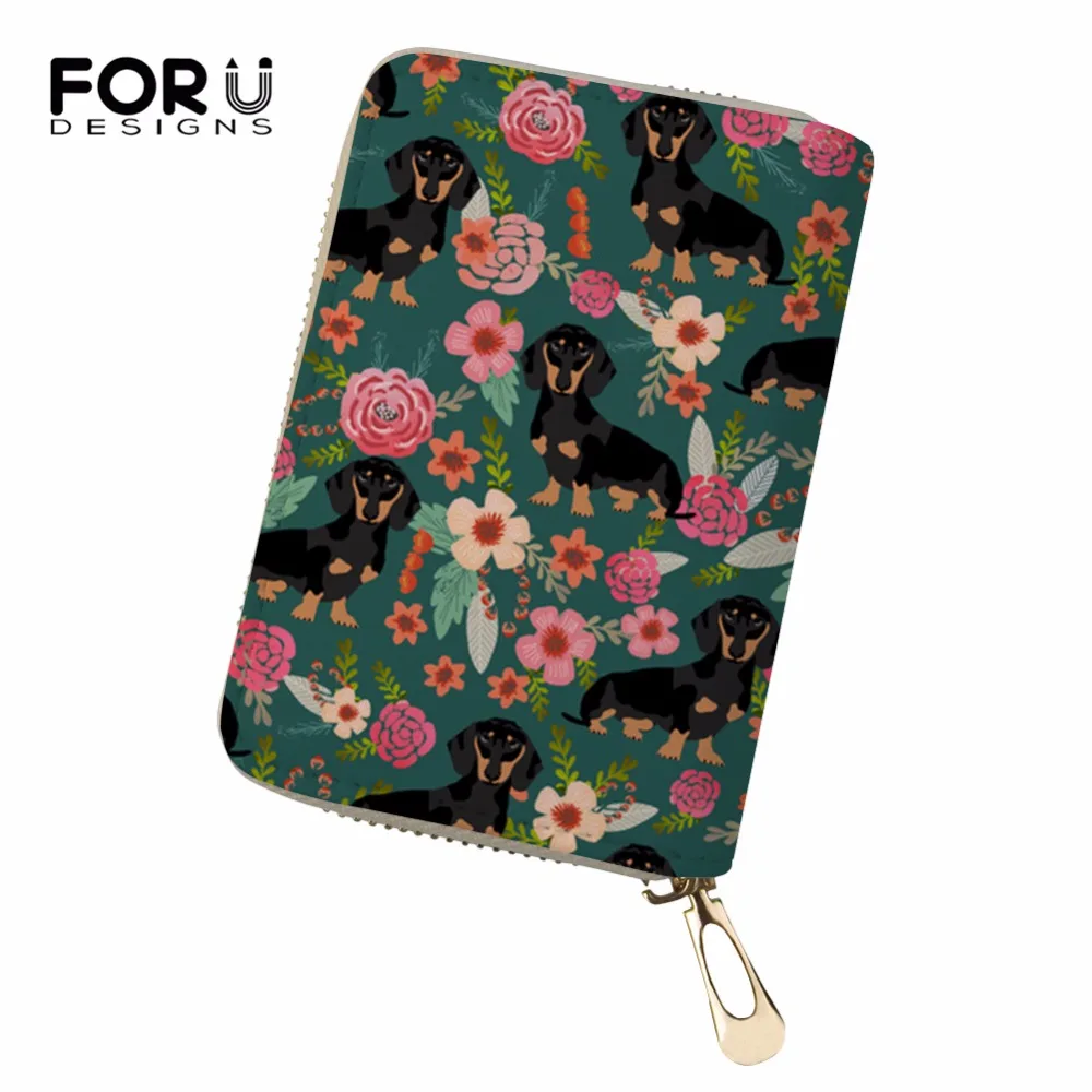 

FORUDESIGNS Women PU Leather ID Card Holder Dachshund Dog Print Credit Card Holder Ladies Driving License Cover Case for Cards