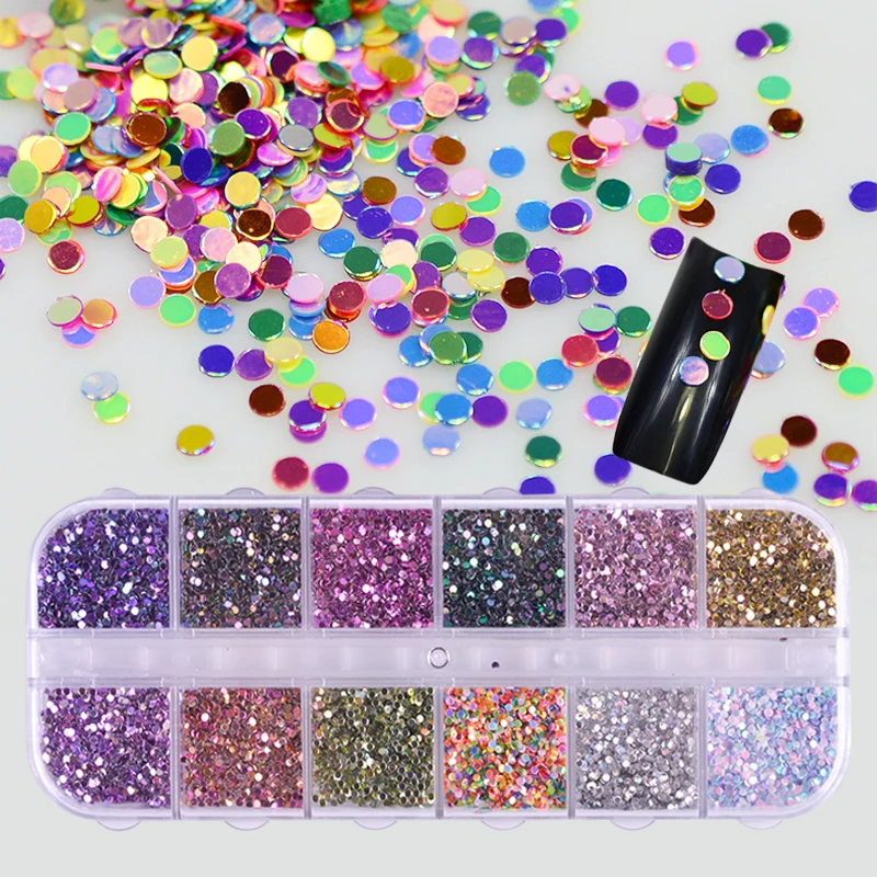 

1 Box Mix Color Mini Round Shape Nail Art Glitter Sequin 3D Cute Nail Flake Tip Paillette Spot Design Decoration Manicure SA140