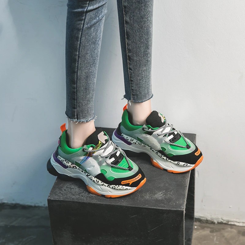 

Brand 2019 Autumn Sneakers Women wedges size 40 Platform Mix-colored modern fashion mesh Breathable Shoes sapatos feminino