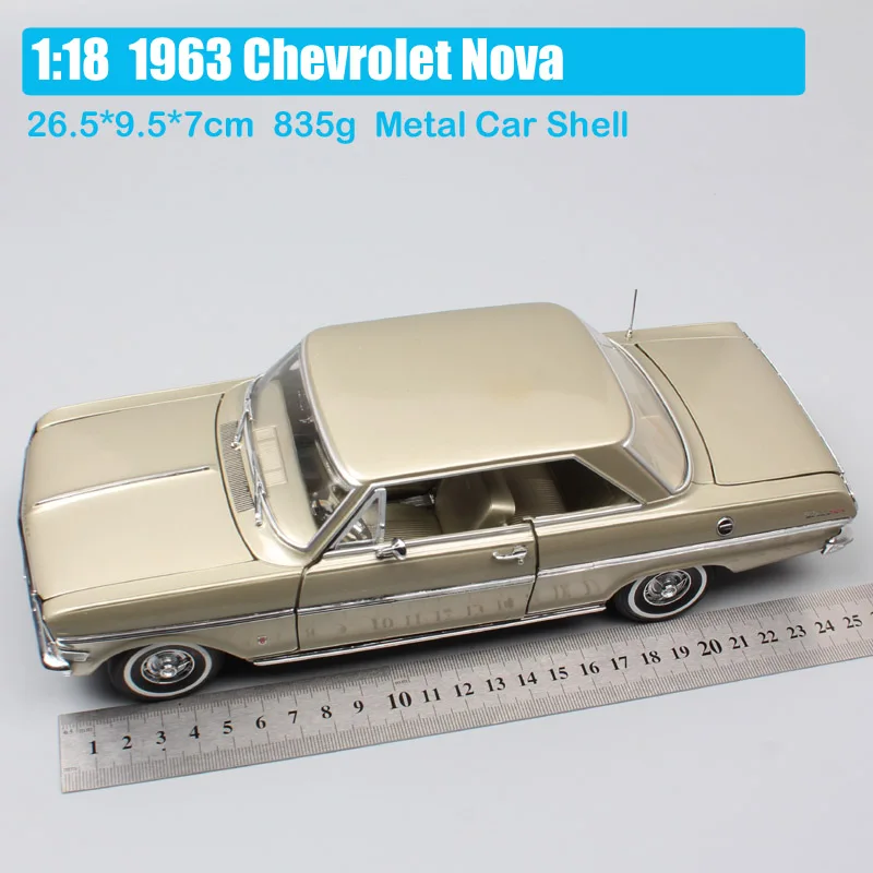 Детские 1:18 масштабные большие винтажные Sunstar 1963 Chevrolet Chevy II Nova coupe Diecasts& Toy Vehicles модели автомобилей игрушки для коллекции - Цвет: 1963 Chevrolet Nova