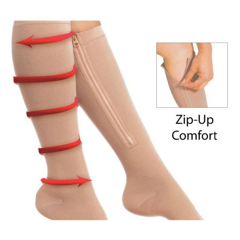 

Sleep-Slimming Invisible Compression Socks Leg Support Open Toe Knee Stockings With Zipper Varicose Veins Relaxation Hot