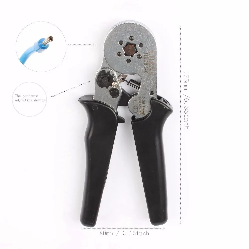 HSC8 6-6 0,25-6 мм 23-10AWG шестигранник 6-4A 0,25-6 мм 23-10AWG четырехсторонняя трубка терминал обжимные плоскогубцы обжимные ручные инструменты