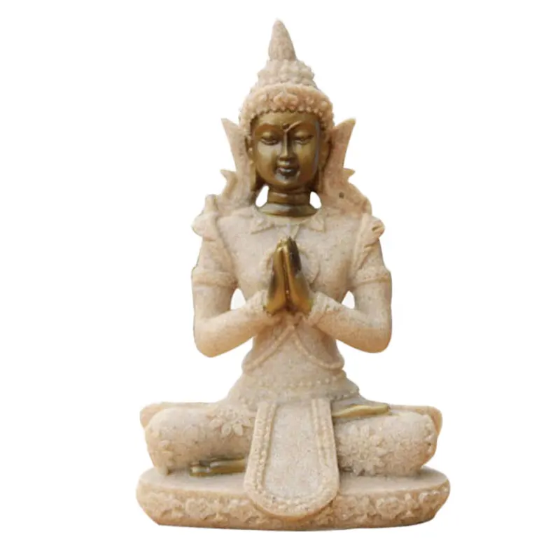 

Asia India Buddha Statues Resin Figurines Small Zen Buddha Sandstone Home Decor Crafts Ornaments Office Desktop Decorations Gift