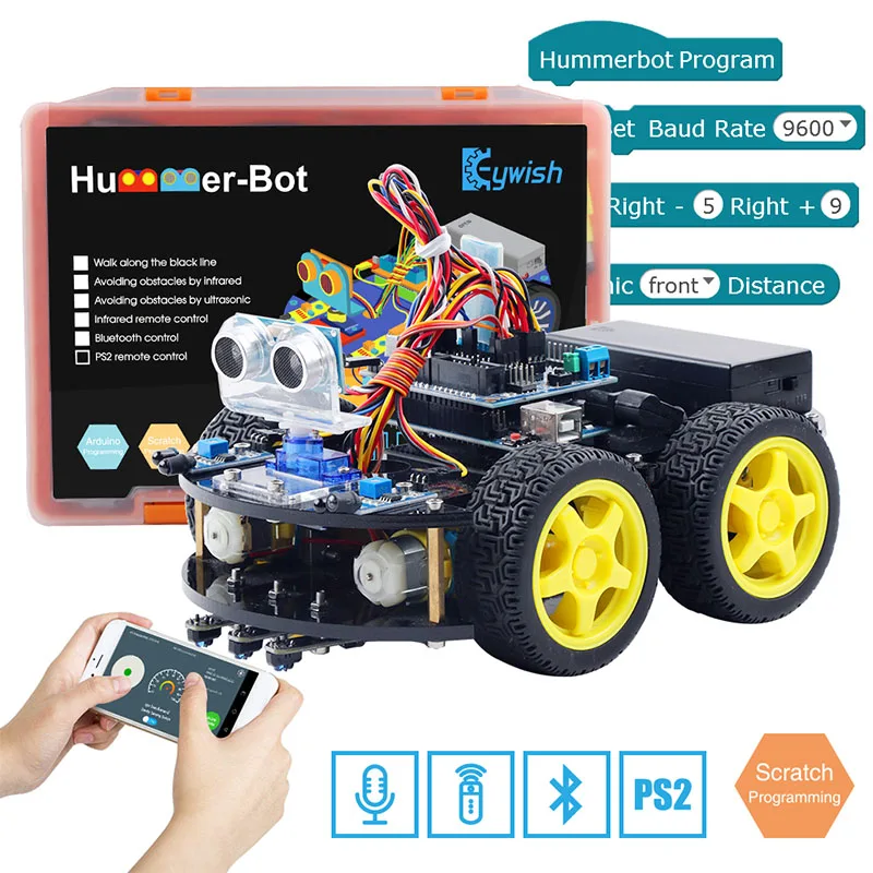 Keywish 4WD робот-машинки для Arduino Starter Kit умный автомобиль приложение RC робототехники обучающий комплект обучающий ствол игрушка малыш урок+ видео+ код