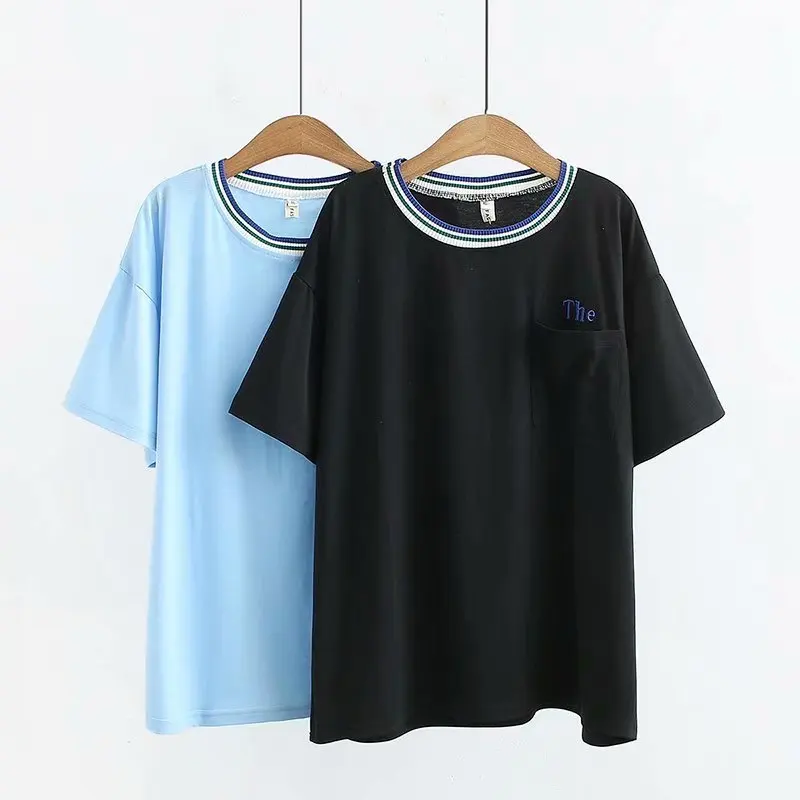 

New 2019 Spring Summer Women T Shirt Oversized Big Plus Size Short Sleeve Ladies Casual O Neck black Tee Shirts