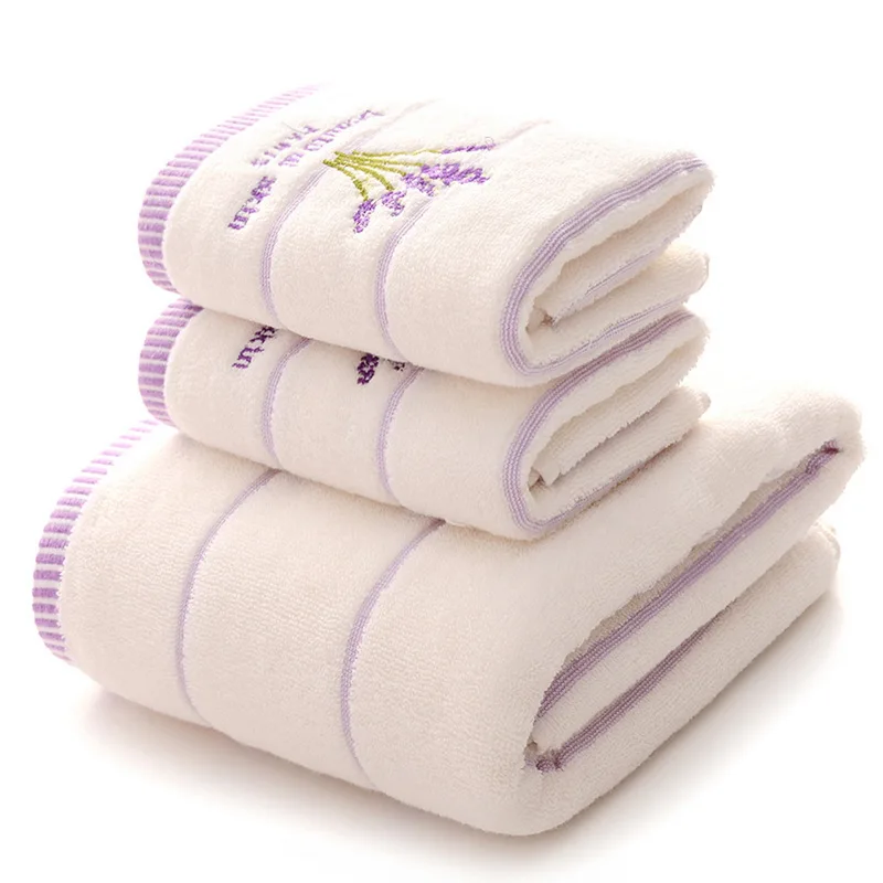 DIDIHOU набор хлопковых полотенец с вышивкой лаванды, полотенце для лица s, банное полотенце для взрослых, мочалки, высокоабсорбирующее полотенце s