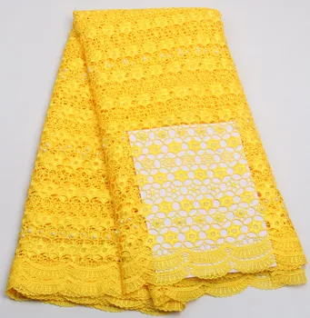 

9kinds color High quality African guipure lace fabric in Yellow cord lace fabric for wedding dress 5 yards/lot AMY217B-5