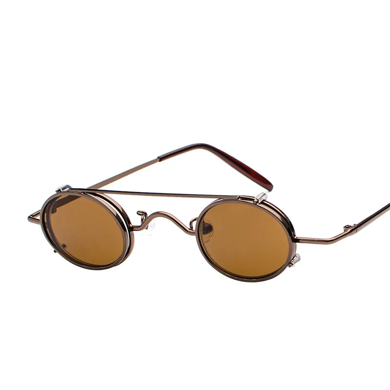Стимпанк солнцезащитные очки женщины vintage мужчины круглый UV400 ретро желтый хиппи