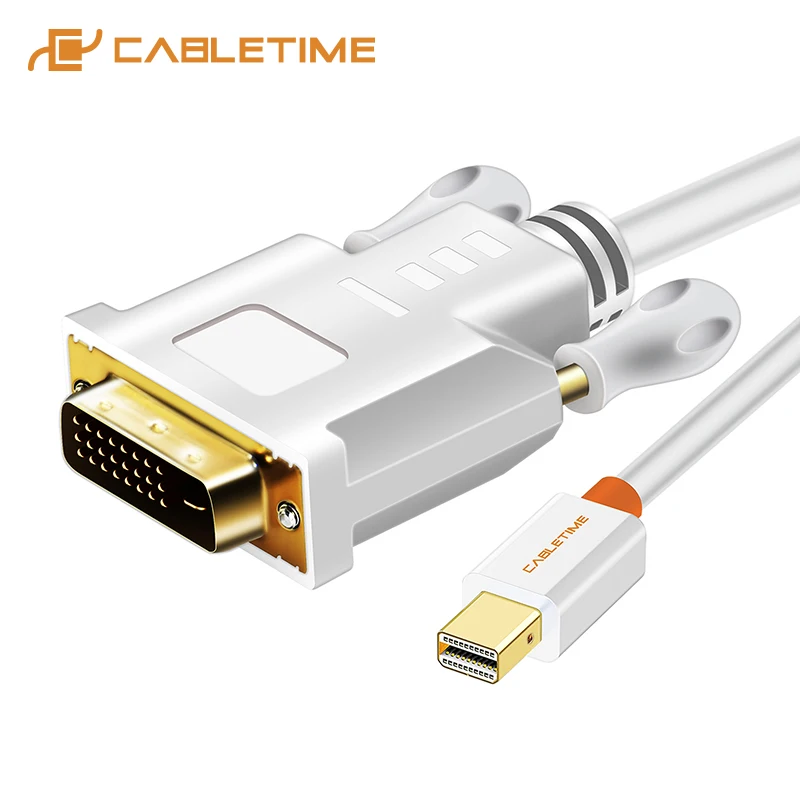 

CABLETIME 2019 Thunderbolt Mini Displayport Mini to DVI Cable Converter for MacBook ProTV Laptop Projector Adapter Cable C059