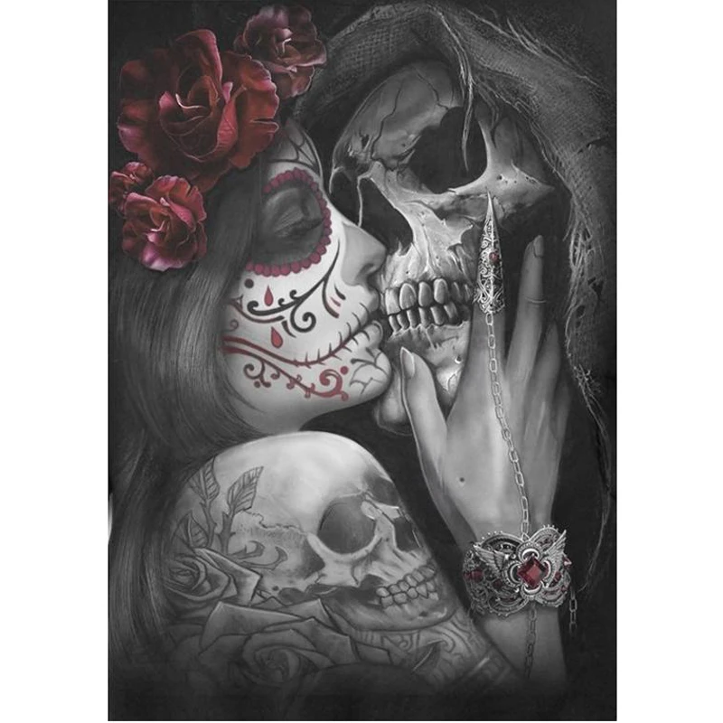 

GLymg 5d Diy Diamond Embroidery Bone Kiss Diamond Painting Cross Stitch Full Square Rhinestones Embroidery Wall Arts Home Decor