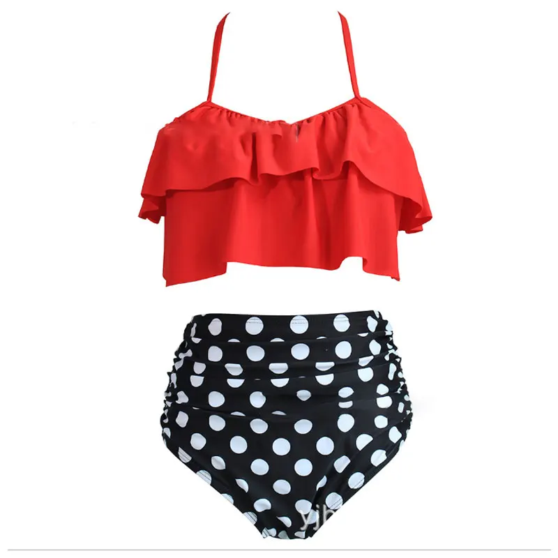 

2019 new bikini ladies swimsuit high waist swimsuit XL swimwear push high bikini suit retro beachwear sexy comfort