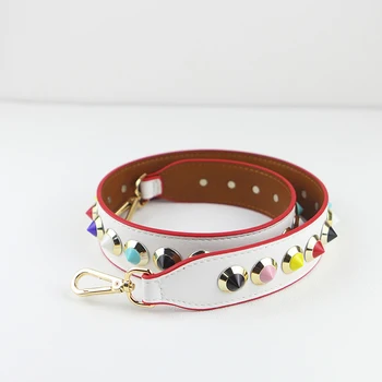 

PU Wide Panelled Rivet Fashion Shoulder Strap Women Casual Colorful Bag Part Accessories Summer Replace Obag Messenger Bag Belt
