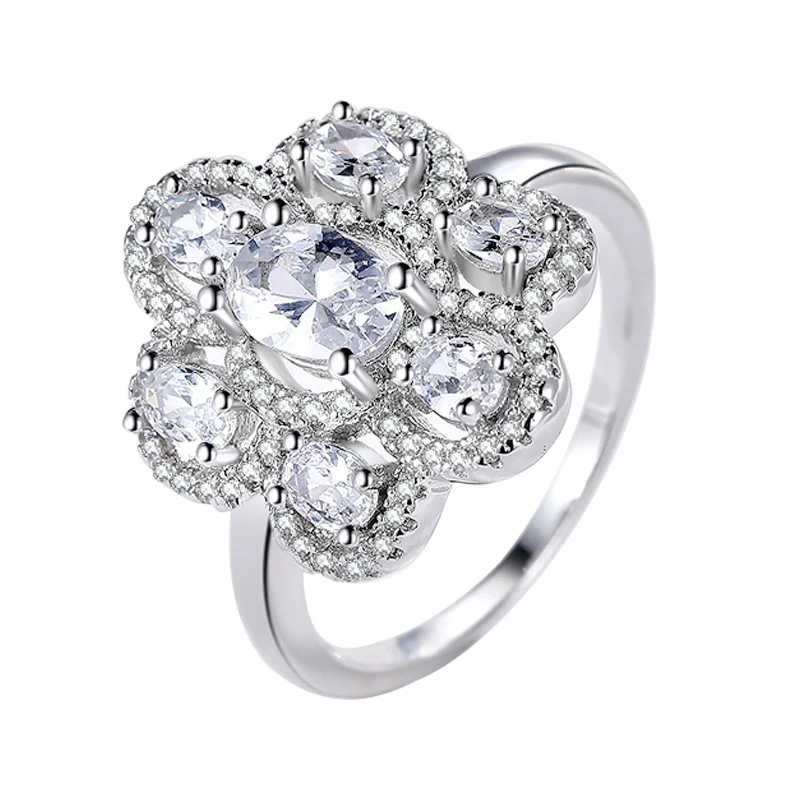 Nuevos anillos aristocráticos exagerados para mujer, 7 anillos grandes de  circonita cúbica para mujer, lujosos anillos de boda de plata, tamaño 5 10| Anillos| - AliExpress