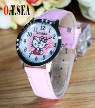 Лидер продаж о. Т. моря бренда милый рисунок «Hello Kitty» Смотреть Дети Девушки Для женщин Мода Кристалл платье кварцевые наручные часы