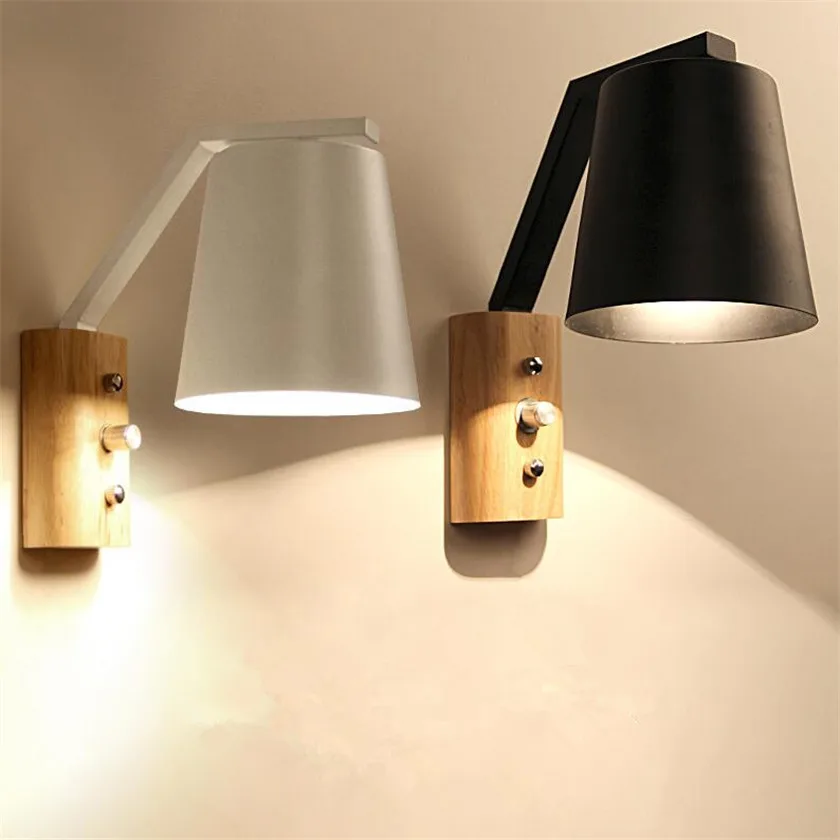 

E27 Wooden Wall Lamps Sconces Iron Wall Lights Sconce Corridor Lamparas For Restaurant Kitchen Bedroom Luminaria bedside lamp